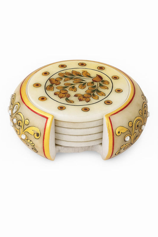 Handicrafted Rajasthani marble Coaster Set-